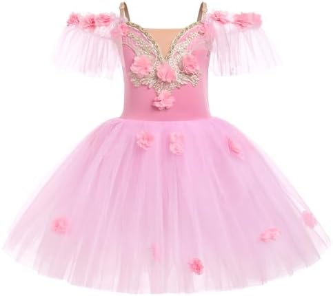 Ballerina Dress for Girl Off Shoulder Ballet Dance Maxi Tulle Tutu Princess Halloween Christmas Swan Lake Outfits