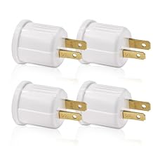 Outlet to Socket Adapter, Plug-in Light Socket, Convert Outlet to Light Bulb Socket, Polarized 2-Prong Outlet to E26 E27 Screw Base Bulb Socket, 660 Watt, 125 Volt, UL Listed 4, White Color