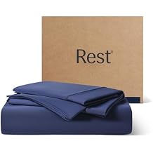 REST Evercool+ Starter Sheet Set, Queen, Blue, Breathable Bed Sheets for Hot Sleeper and Night Sweats, with Pillowcases, with Ionic+ Self-Cleaning Silver Yarn for Sensitive Skin, 3PCS No Flat Sheet