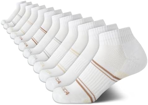 Nautica Womens Quarter Cut Moisture Control Athletic Socks with Cushioned Comfort 12 Pack