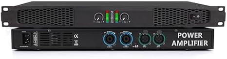 Professional Stereo Power Amplifier with XLR Jack Combi Inputs, 1U Rack Mountable for DJ Stages, Live Sound, and Conferences
