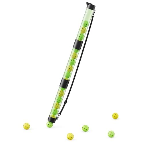 Pickleball Ball Retriever Upper Holds 17 Balls, Pickleball Pickup Tube with Shoulder Strap, Easy Pickup Portable Pickleball Ball Holder