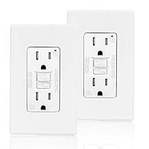 Coby 15 Amp GFCI Outlet, 5-15R Narrow Design GFI Dual Receptacle, TR Tamper Resistant with LED Indicator, with Wall Plate, UL Listed (Pack of 2)