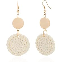 Harlermoon Polymer Clay Rattan Earring Handmade Woven Statement Boho Lightweight Drop Dangle Earrings Jewelry for Women
