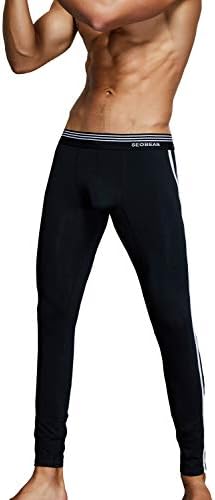 SEOBEAN Mens Low-Rise Underwear Pants Long John Cotton