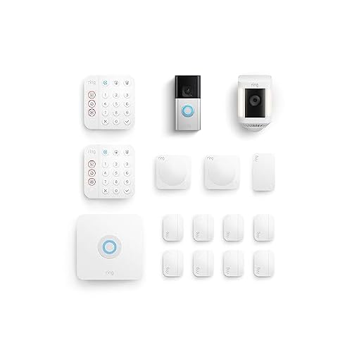 All-new Ring Battery Doorbell Plus with Ring Spotlight Cam Plus, (White) and Ring Alarm 14-Piece (White)