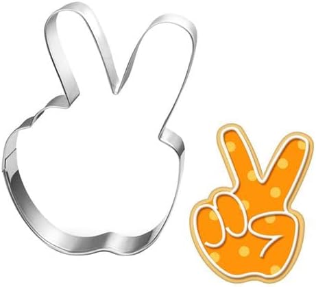 Peace Hand Cookie Cutter-4.25 Inch-Diswasher Safe-Peace Sign Cookie Cutter Shape for Two Groovy One Birthday Party Decoratons
