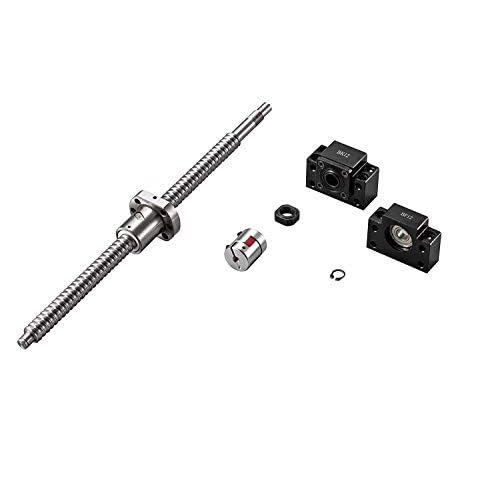 TEN-HIGH Ball Screw CNC Parts SFU1605 RM1605 16mm 300mm with Metal Deflector Ball Screw nut  BKBF12 End Supports1pcs Coupler with end Machining, Length Approx 11.81inch  300mm