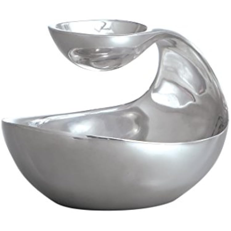 nambe Scoop Server, Mini | Two-Tiered Chip and Dip | Cold & Hot Appetizer Serving Bowl | Made of Metal Alloy | 7 D x 5.5 H | Designed by Wei Young Silver