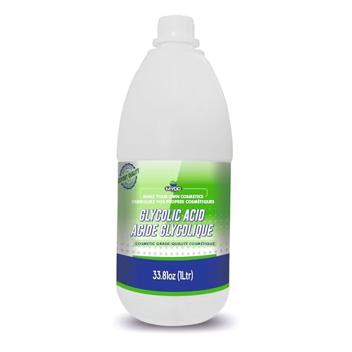 Glycolic Acid- 1 L 33.8 Fl.Oz, Pure Glycolic Acid Liquid, Glycolic Acid for Makeup, Serum, Toner & Lotion, Industrial Cosmetic Application, Skin & Hair Care Product, Glycolic Acid Bulk