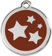 Red Dingo Custom Engraved Dog ID Tag - Stars Medium/Brown