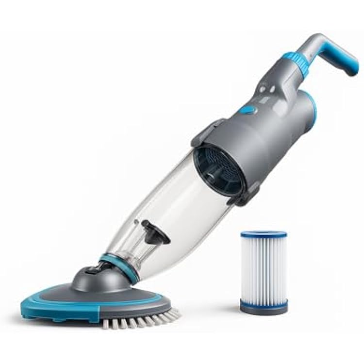 Cordless Handheld Pool Vacuum, Rechargeable Pool Cleaner with 2-Speed Cleaning Mode, 19GPM Suction, Dual Filter System, 60 Mins Run Time, Perfect for AboveIn-Ground Pools, Spas, Hot Tubs