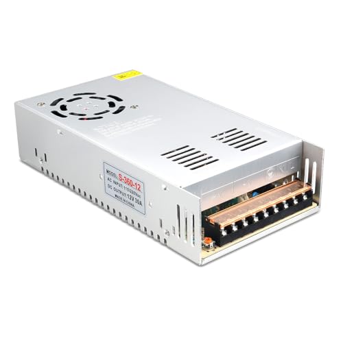 12V 30A Power Supply 360W ACDC Adapter Switching Power Transformer AC 110V-220V to DC 12 Volt 30 Amp Converter Low Voltage Output for LED Strip Light Security System CCTV Camera