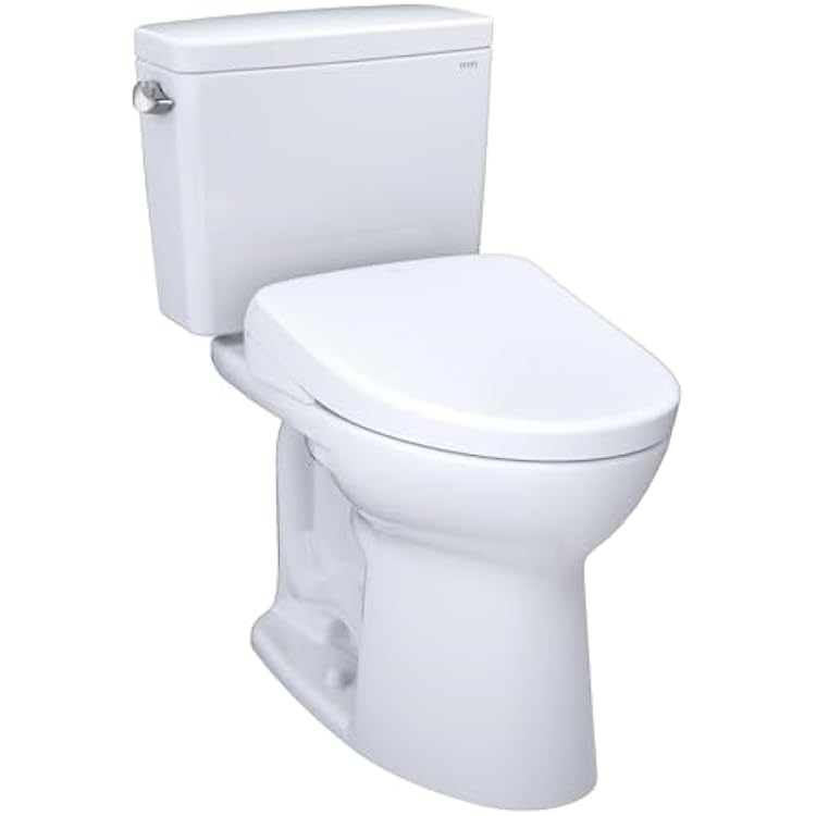 TOTO Drake WASHLET Two-Piece Elongated 1.28 GPF Universal Height TORNADO FLUSH Toilet and S7 Contemporary Bidet Seat with Auto Flush, 10 Inch Rough-In, Cotton White - MW7764726CEFGA.10#01