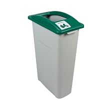 Waste Wise 23 Gallon Recycled HDPE Waste and Recycling Bin for Commercial Spaces - (Green/Grey, Organics)