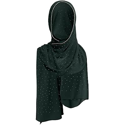Women Muslim Long Khimar Ramadan Eid Prayer Garment Hijab Scarf Wrap Chiffon Rhinestone Abaya Jilbab Islam Niqab Hijab