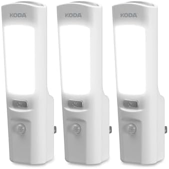Koda LED Power Failure NightlightFlashlight 3-Pack - 3-in-1 Plug Into Wall Functionality with Motion Sensor and Power Outage Detection, Handheld Flashlight Option