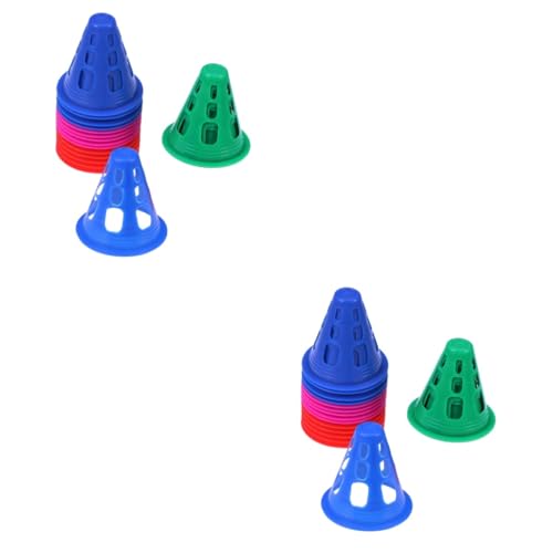Sosoport 50pcs Windproof Training Cones for Soccer Roller Skating and Sports Activities Plastic Agility Markers Bright Colors for Boys and Girls and Adults