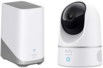 eufy Security Indoor Cam E220, Camera for Home Security, Pan & Tilt, Dog/Pet Camera, 2K Wi-Fi Plug-in+HomeBase 3,eufy Edge Security Center, Local Expandable Storage up to 16TB, No Mothly Fee(Bundle)