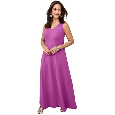 Jessica London Womens Plus Size Stretch Cotton Crochet-Back Maxi Dress