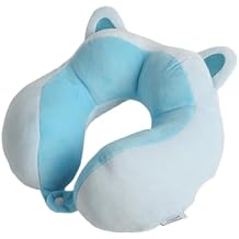 Travel Pillow,100% Pure Memory Foam UShaped Neck Pillow,SuperLight,Foldable MachineWashable Headrest Cushion with Snap Closure,Perfect for Airplane,Car,Home,Office (Blue)
