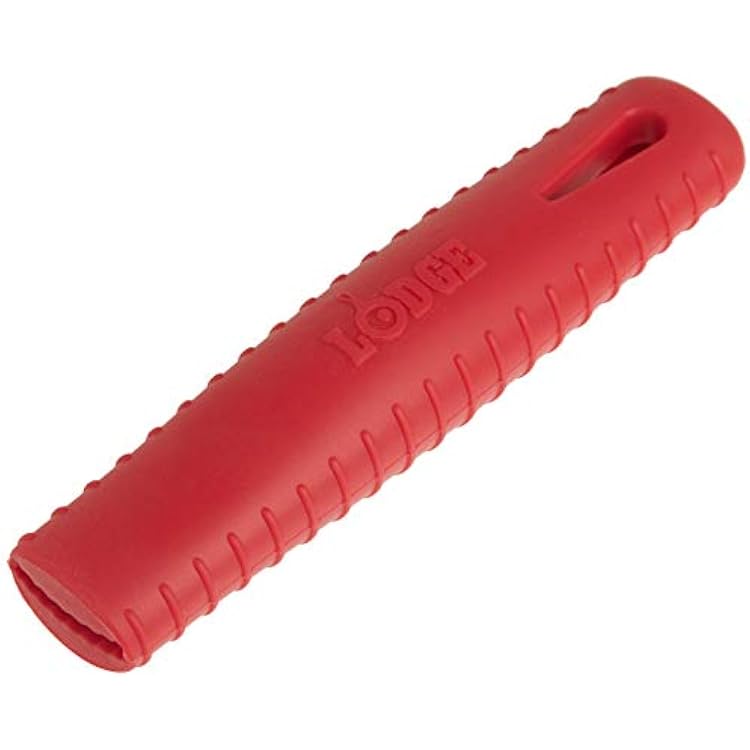 Lodge Silicone Hot Handle Holder - Dishwasher Safe Hot Handle Holder Designed for Lodge Carbon Steel Pan Products - Reusable Heat Protection Up to 500 - Red