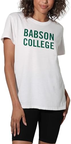Official Collegiate Distressed Stacked Logo Womens Apparel Loose T-Shirt Collection, White