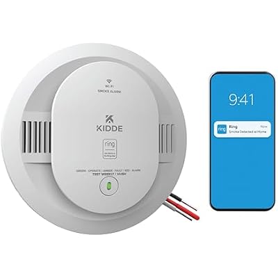 Kidde Smart Smoke Detector with Ring, Hardwire & AA Battery, RGSAR-RW