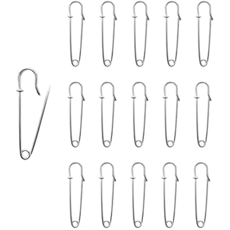 30 Pcs Large Safety Pin Heavy Duty, Heavy Duty Blanket Pins, Heavy Duty Steel Safety Pins, 2 Inch Steel Safety Pin for Blankets Clothing and Crafts Silver