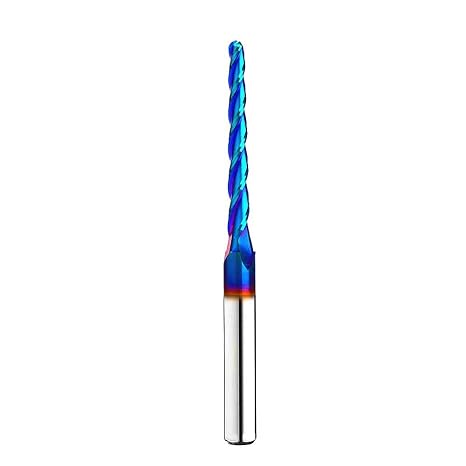 BRB301 Milling Cutters 3 Flutes Ball Nose Solid Carbide Up Cut CNC Spiral Bits NACO Coated 2D 3D Carving Router Bit 1.0Deg with 1/8 Inch Cutting Dia, 1/8" CD X 1-1/2"CL X 1/4" SD X 3" OL