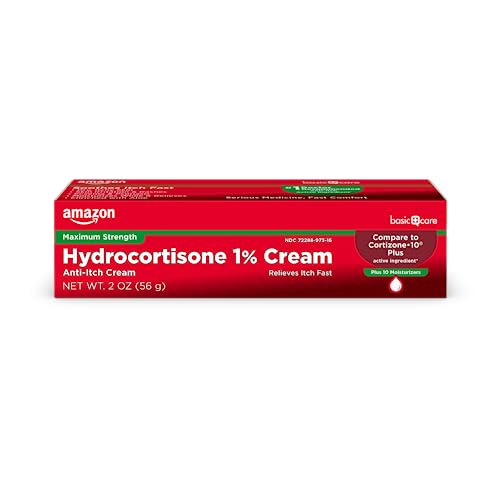 Amazon Basic Care Maximum Strength Hydrocortisone 1 Percent Anti-Itch Cream Plus 10 Moisturizers, 2 ounce Pack of 1