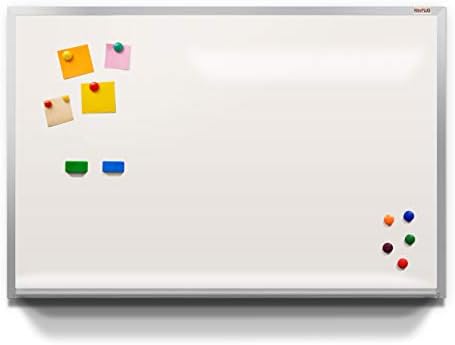 24" T x 36" W Optima RITEPLUS Dry Erase Boards for Offices and Classrooms, Magnetic Receptive 1/4" Thick Porcelain Steel Whiteboard, Mitered Anodized Aluminum Frame, Full-Length Tray, Made in The USA