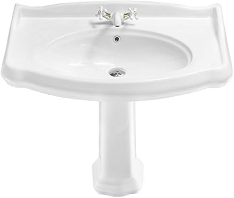 030400-PED-One Hole 1837 Classic Style Ceramic Pedestal Sink, White