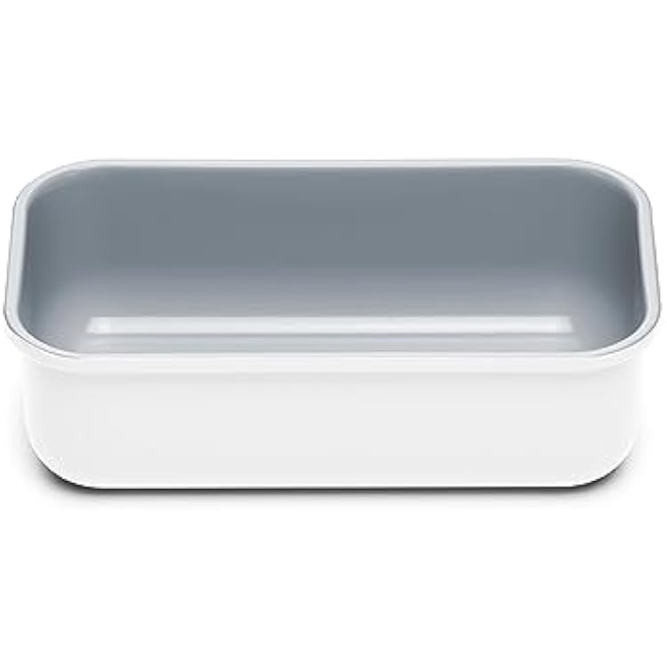 Caraway Non-Stick Ceramic 1 lb Loaf Pan - Naturally Slick Ceramic Coating - Non-Toxic, PTFE & PFOA Free - Perfect for Pound Cakes, Breads, More - White