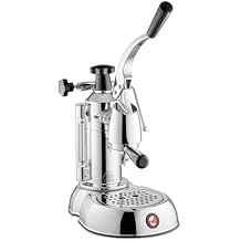 La Pavoni PSW-16 Stradivari Lever Espresso Machine -16-Cup Capacity - Chrome Finish with Elegant Wood Handles - 38-Ounce Solid Brass Boiler - Dual Frothing System & Piston Lever Design - Made in Italy