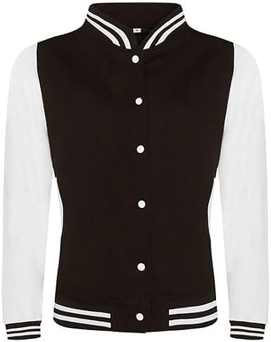 AWDis Unisex Varsity Jacket Large Jet Black/White
