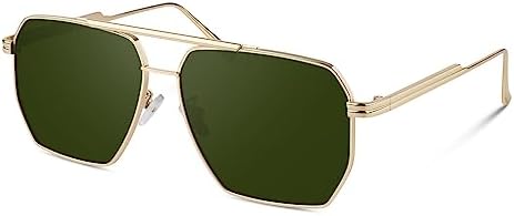 Sunier Oversized Square Sunglasses Womens Polarized Trendy Retro Womens Shades Vintage Large Metal Sun Glasses UV400