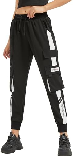 MEINVQIAOTI Black Cargo Pants for Women Straight Hip-hop and Thin Casual Techwear Women Baggy Pants