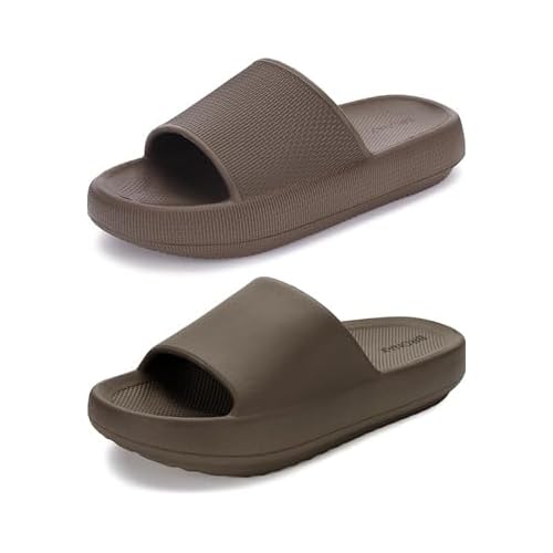 BRONAX Pillow SlippersArch Support Pillow Slippers Chocolate Size 9-10 Women7.5-8.5 Men