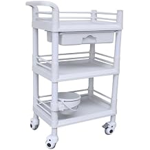 Rolling Utility Cart, Hospital Office Laboratory Trolley with 1 Drawers 3 Tier Esthetician Cart with Wheels for Beauty Salon SPA Commercial Hospital Office Lab Cart,A2,M