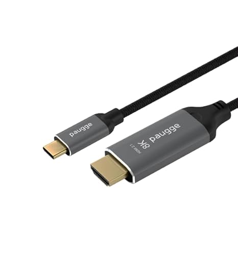 Paugge USB C to HDMI Cable - 8K60Hz, 4K 144Hz/120Hz/60Hz, Thunderbolt 5/4/3 Compatible, HDMI 2.1, HDR, HDCP2.3, DSC, 2 Meters (CHD21-PRO)