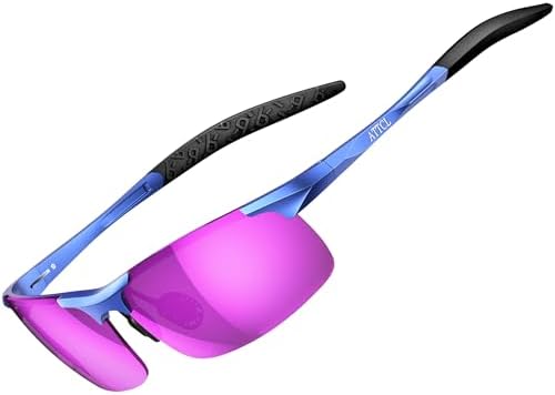 ATTCL Polarized Sunglasses Men Sports: UV Protection Anti Glare Wrap Around Lightweight Metal Driving Fishing Golf Running