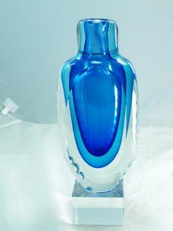 M Design Art Handcraft Glass Sapphire Sommerso Rainbow Art Handcraft Vase N0205 [Kitchen]