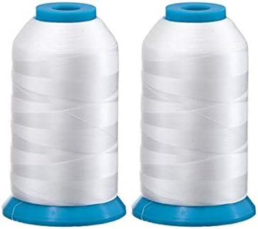 Set of 2 Huge White Spools Bobbin Thread for Embroidery Machine and Sewing Machine - 60 Weight - 5500 Yards Each - Polyester -Embroidex