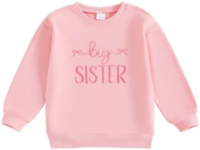 GOOCHEER Big Sister Little Sister Matching Outfit Newborn Baby Girl Long Sleeve Romper Toddler Girl Pullover Sweatshirt Tops