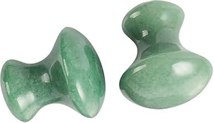 2Pcs Gua Sha Facial Massage Tools, Green Stone Set, Mushroom Face Scraper for Skin Care, Spa