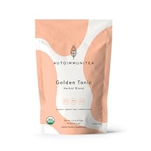 Organic Turmeric Ginger Loose Leaf Tea Bags Immunity Tea, Wellness Tea, Caffeine Free, AIP Autoimmune Protocol, Whole30 Paleo, Ayurvedic Rooibos Golden Tonic Herbal Blend, 15 Count