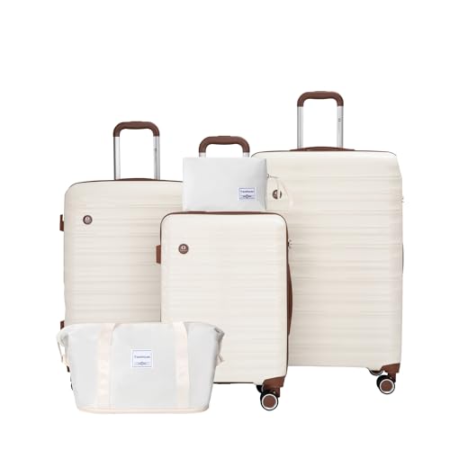 Travelhouse 5 Piece Luggage Sets with Spinner Wheels, Hardshell PP Suitcase Set with Tsa Lock, Lightweight Hardside Travel Suitcases with Waterproof Duffle Bag for Men Women