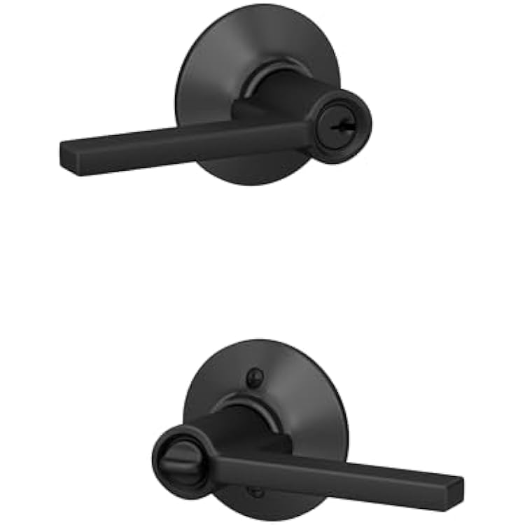 Schlage F51 V LAT 622 Latitude Door Lever, Keyed Entry Lock, Matte Black