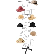 6-Tire Freestanding Hat Display Rack, 30Hooks Rotating Cowboy Hats Rack Stand, Metal Hat Display Tree Standing, Cap Holder Organizer Stand for Home Commercial Retail Store(Black)